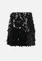 Czarna Cekinowa Mini Spódnica z Gumką w Pasie  Terames