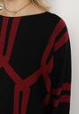 Czarny Sweter z Geometrycznym Wzorem i Ściągaczami Buvania
