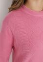 Różowa Dzianinowa Tunika Sweter w Ozdobny Splot z Kaszmirem Melianthe