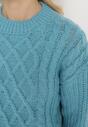 Jasnoniebieski Sweter z Kaszmirem i Warkoczowym Splotem Junivesa