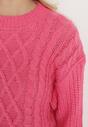 Fuksjowy Sweter z Kaszmirem i Warkoczowym Splotem Junivesa
