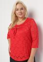 Czerwona Bluzka z Koronkowej Tkaniny z Ozdobnymi Koralikami Anare