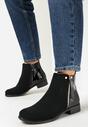 Czarne Botki Sztyblety z Ozdobnym Suwakiem Cynallia
