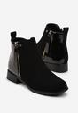 Czarne Botki Sztyblety z Ozdobnym Suwakiem Cynallia
