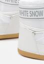 Białe Ciepłe Śniegowce na Platformie Ozdobione Napisem Menderia