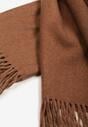 Brązowy Szalik z Tkaniny Wykończony Frędzlami Teofilla