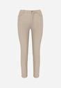 Beżowe Spodnie Skinny z Ekoskóry o Fasonie Push Up Nanseni