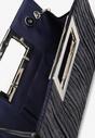 Granatowa Torebka z Rączką o Metalicznym Wykończeniu na Łańcuszku Jouvence