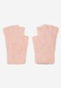 Różowe Rękawiczki Bez Palców z Dzianiny o Długim Włosiu Iraline
