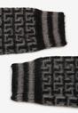 Czarno-Szare Rękawiczki z Wełną z Odkrytymi Palcami i Mozaikowym Wzorem Sosline