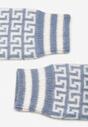 Niebieskie Rękawiczki z Wełną z Odkrytymi Palcami i Mozaikowym Wzorem Sosline