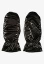 Czarne Błyszczące Rękawiczki z Jednym Palcem i Ozdobnym Pikowaniem Uralinne