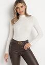 Jasnobeżowa Bluzka z Półgolfem i Zwierzęcym Motywem Stellona
