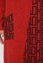 Czerwona Sweterkowa Sukienka Midi z Asymetrycznym Wzorem i Kieszenią Chantila