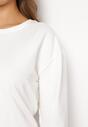 Biała Bawełniana Bluza z Długim Rękawem i Ozdobnym Wiązaniem Pinada