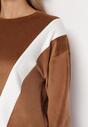 Brązowy Welurowy Komplet Dresowy z Bluzą i Spodniami Bellanna