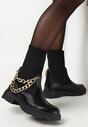 Czarne Botki ze Skarpetkową Cholewką i Łańcuchami Delirra