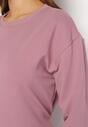 Ciemnoróżowa Bawełniana Bluza z Długim Rękawem i Ozdobnym Wiązaniem Pinada