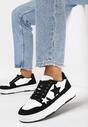 Czarne Sneakersy na Grubej Podeszwie z Jeansowymi Wstawkami i Gwiazdkami Silvora