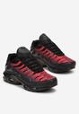 Czarno-Czerwone Sznurowanie buty Sportowe z Ekoskóry z Ozdobnymi Paskami i Cieniowaniem Cereste