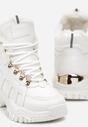 Białe Sznurowane Sneakersy na Grubej Podeszwie z Futerkiem Sprinkla