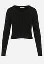 Czarny Sweter w Warkoczykowy Splot z Trójkątnym Dekoltem Goldria