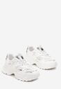 Białe Sznurowane Sneakersy na Grubej Podeszwie z Siateczką Pebblesa