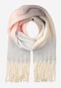 Jasnoróżowy Gruby Szalik z Efektem Ombre i Frędzlami Vielira