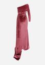 Ciemnoróżowa Asymetryczna Sukienka Maxi na Jedno Ramie Wistel