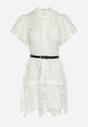Biała Koronkowa Sukienka Koszulowa Mini z Paskiem Nilira