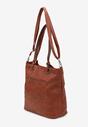 Brązowa  Torebka z Rączkami i Regulowanym Paskiem z Ozdobnymi Przeszyciami i Suwakiem Ciren