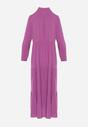 Fioletowa Rozkloszowana Sukienka Maxi z Bawełny w Koszulowym Stylu Onecca