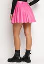 Różowa Plisowana Mini Spódnica z Paskiem z Klamrą Isabellika