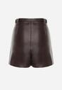 Ciemnobordowe Asymetryczne Szorty Spódnica z Ekoskóry z Dodatkowym Paskiem Horindia