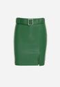 Zielona Mini Spódnica z Imitacji Skóry Clementia