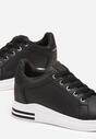 Czarne Sneakersy na Koturnie z Brokatowymi Wstawkami Angharad