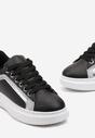 Czarne Sneakersy na Platformie z Metalicznymi Wstawkami Tilene