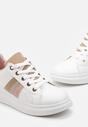 Biało-Beżowe Sneakersy z Przeszyciami Lisene