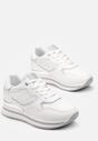 Białe Sneakersy na Platformie z Metaliczną Wstawką Nirina