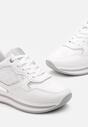 Białe Sneakersy na Platformie z Metaliczną Wstawką Nirina