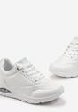 Białe Sznurowane Sneakersy z Ekoskóry na Miękkiej Podeszwie Lenise