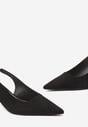 Czarne Sandały na Obcasie Typu Kaczuszka z Ekoskóry z Paskiem Bunfia