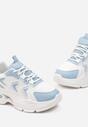 Biało-Niebieskie Sneakersy na Grubej Podeszwie z Metalicznym Zdobieniem Teda
