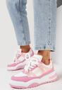 Różowe Sneakersy z Szerokimi Sznurówkami Platinia