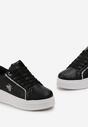 Czarne Sneakersy na Platformie z Brokatowymi Wstawkami Zicoia