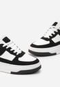 Czarno-Białe Sznurowane Sneakersy na Grubej Podeszwie z Błyszczącymi Wstawkami Voluma