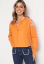 Pomarańczowa Koszula z Ozdobnymi Rękawami i Dekoltem Orlenna