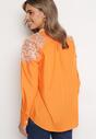 Pomarańczowa Koszula z Ozdobnymi Rękawami i Dekoltem Orlenna