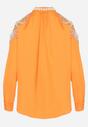 Pomarańczowa Koszula z Ozdobnymi Rękawami i Dekoltem Orlenna