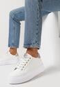 Biało-Złote Sneakersy z Drobnymi Cyrkoniami na Języku i Zapiętku Amaviana